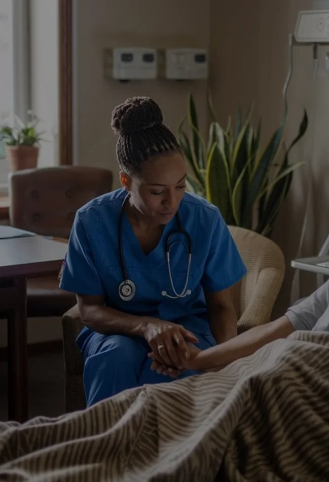Care professional supporting a patient, from the Gift Support Services website